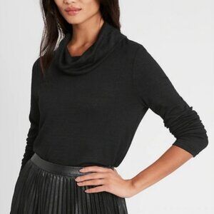 Banana Republic Luxespun Cowl Neck Black Long Sleeve Knit Top